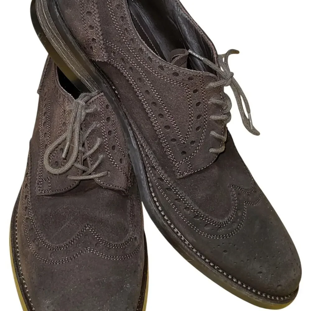 Donald Pliner Mens Brown Brogue Wingtips 10M Emerik